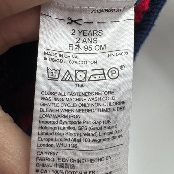 GAP KIDS Red Blue Buffalo Check Plaid CARDIGAN Knit SWEATER Top Toddler 2T - Picture 4 of 7